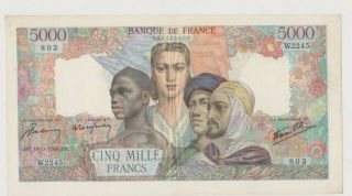 France P103c Colonies Scenes 5.  000 Francs 16.  5.  1946 Vf,