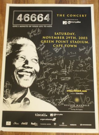Queen /mandela Concert Poster Limited Numbered Edition Of 500 Signed Brian May