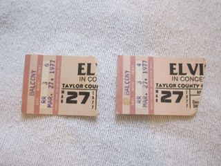 Elvis Presley Concert Ticket Stubs Set Of 2 Mar 27 1977 Taylor County Abilene Tx