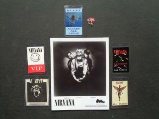 Nirvana,  B/w Promo Photo,  5 Backstage Passes Various Tours,  Guitar Pick