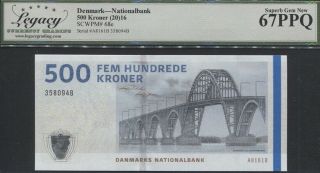 Tt Pk 68e 2016 Denmark Nationalbank 500 Kroner Lcg 67 Ppq Gem