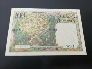 French Somalia 100 Francs Banknote 1952