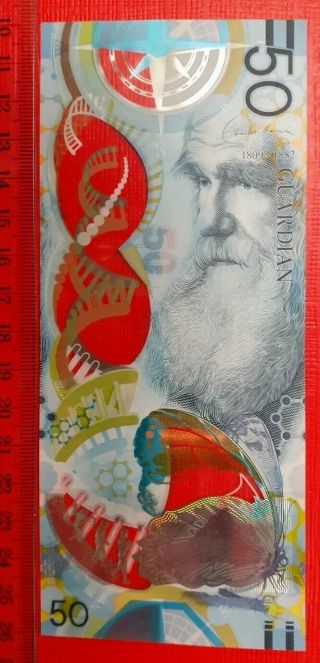 POLYMER Test Note GUARDIAN Banknote PROBE Specimen Commemorative Charles DARWIN 2