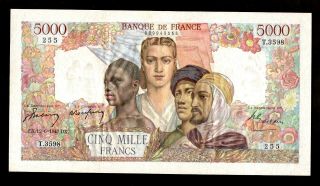 Bucksless 2142:france 5000 Francs 1947 (empire Francais),  Fayette 117/60