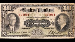 1935 Bank Of Montreal 10$ Vf