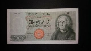 Italy 5000 Lire Colombo 3.  9.  1964 Xf
