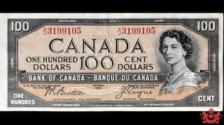 1954 Bank Of Canada 100$ Modified Beattie/coyne A/j3199105 - Vf/ef -