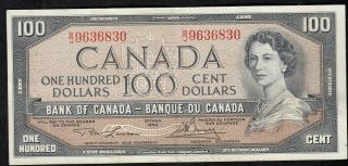 1954 Bank Of Canada $100 Banknote - Cat Bc - 43c Face Value
