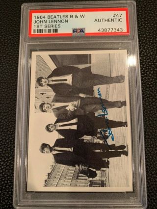 1964 The Beatles B&w John Lennon 1st Series Card 47/60 Psa Authentic