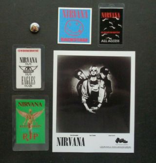 Nirvana,  B/w Promo Photo,  4 Backstage Passes,  Steel Pin,  Various Tours