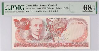 Costa Rica 1000 Colones 2005 P 264 F Gem Unc Pmg 68 Epq Top Pop