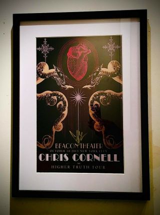 Chris Cornell Signed 2015 Tour Poster Framed With Pass/lanyard And C.  O.  A