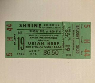 Uriah Heep/buddy Miles " Full " Concert Ticket Shrine Auditorium L.  A.  1975