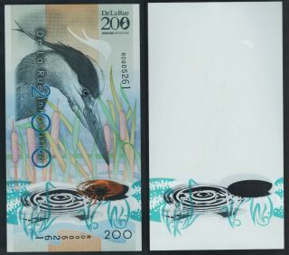 Set 2 Polymer Test Note De La Rue,  Heron 200,  Printed And Unprinted Substrate