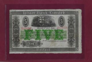 Ireland Northern Ulster Bank Limited 5 Pounds 1940 P - 316a Vf