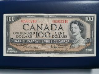$100,  1954 Bank Of Canada,  Bj6905246,  Bank Note