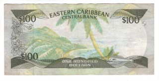 EASTERN CARIBBEAN $100 Dollars VF,  Banknote (1986 ND) P - 20a ANTIGUA Prefix A 2