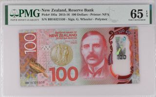 Zealand 100 Dollars 2016 P 195 Polymer Gem Unc Pmg 65 Epq