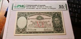Km 26.  B 1942 Australia 1 Pound Note Pmg 55 Epq