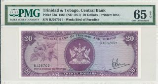 Central Bank Trinidad & Tobago $20 1964 Pmg 65epq