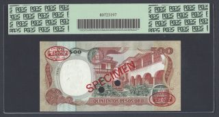 Colombia 500 Pesos Oro 20 - 7 - 1984 P423bs Specimen TDLR Uncirculated 2