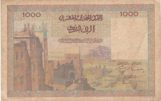 1000 Francs Vg Banknote From French Morocco 1956 Pick - 47