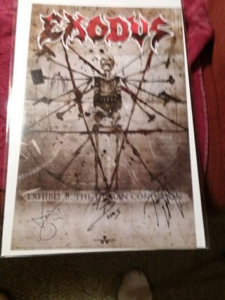 Exodus Exhibit B Human 11 X 17 Poster Autographed By All 5 Members