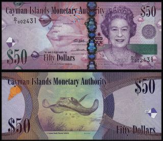 Cayman Islands 50 Dollars (p42) 2010 (2011) Qeii Unc