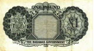 1953 THE BAHAMAS GOVERNMENT 1 POUND NOTE VERY SCARCE 2