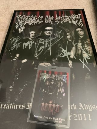 Cradle Of Filth Autographed Creatures From The Black Abyss Tour Poster W/ Pass