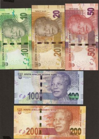 2012 South Africa 10 / 20 / 50 /100 / 200 Rand Uncirculated Set