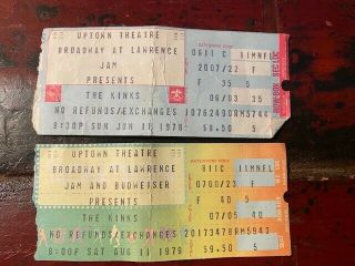 The Kinks - - 2 Concert Ticket Stubs,  1978 & 1979,  Uptown Theatre Chicago