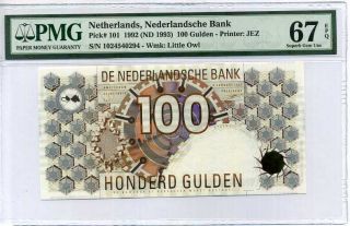 Netherlands 100 Gulden 1992 / 1993 P 101 Gem Unc Pmg 67 Epq