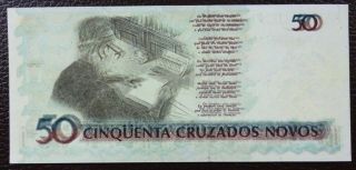 Brazil Banknote 50 Cruzeiros,  P.  223 Unc 1990 Overprinted (print Error)
