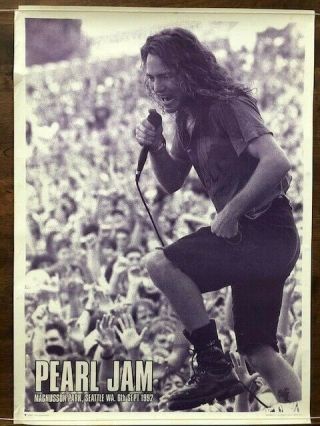 Vintage Pearl Jam Promo Poster - Eddie Vedder Magnusson Park,  Seattle 1992 25x35