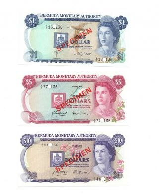 Bermuda 1978 Specimen Set 1 5 10 20 50 And 100 Dollars Queen Elizabeth