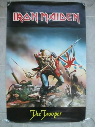 Vintage 1984 Iron Maiden Poster The Trooper By Derek Riggs 34x23 Heavy Metal
