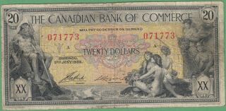 1935 Canadian Bank Of Commerce 20 Dollars Note - Vg,