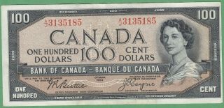 1954 Bank Of Canada $100 Dollars Note - Beattie/coyne - A/j3135185 - Au