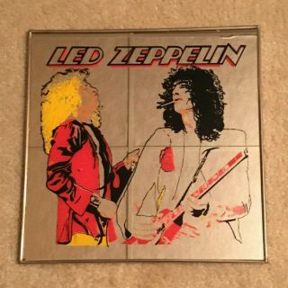 Vintage Led Zeppelin Glass Carnival Mirror 1970s Jimmy Page Robert Plant