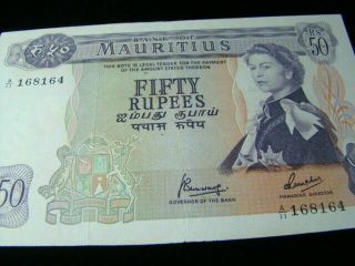 Mauritius 1967 50 Rupees Banknote AU Pick 33c 2