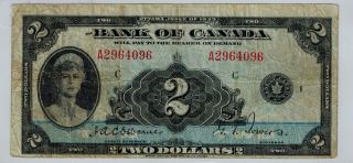 Canada 1935 Bank Of Canada $2 Banknote - Fine -