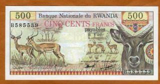 Rwanda,  500 Francs,  1978,  P - 13a,  Gem Unc Antelopes