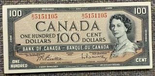 1954 Bank Of Canada $100 Banknote - Cat Bc - 43b.  Face Value
