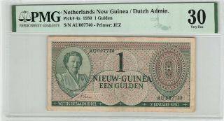 Netherlands Guinea 1 Gulden 1950 Indies Pick 4 Indonesia Pmg Very Fine 30