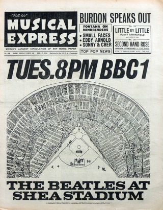 Nme 25 Feb 1966.  The Beatles Shea Stadium Concert On Bbc1 Front Cover
