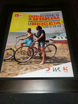 Shakira Carlos Vives Li Bicicleta Rare Grammy Promo Poster Ad Framed