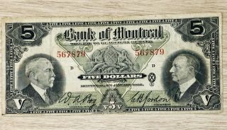 1935 Bank Of Montreal $5 Dollar Bank Note 567879