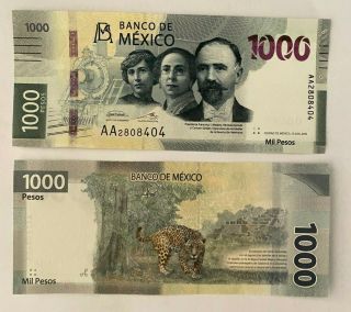 Mexico 2020 Banknote Aa Prefix 1000 Pesos Printed 2019 Unc