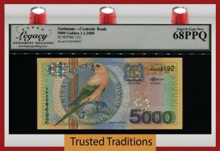 Tt Pk 152 2000 Suriname Centrale Bank 5000 Gulden Bird Lcg 68 Ppq Gem
